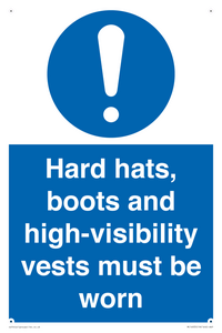 Hard hats, boots and high-visibility vests must be worn